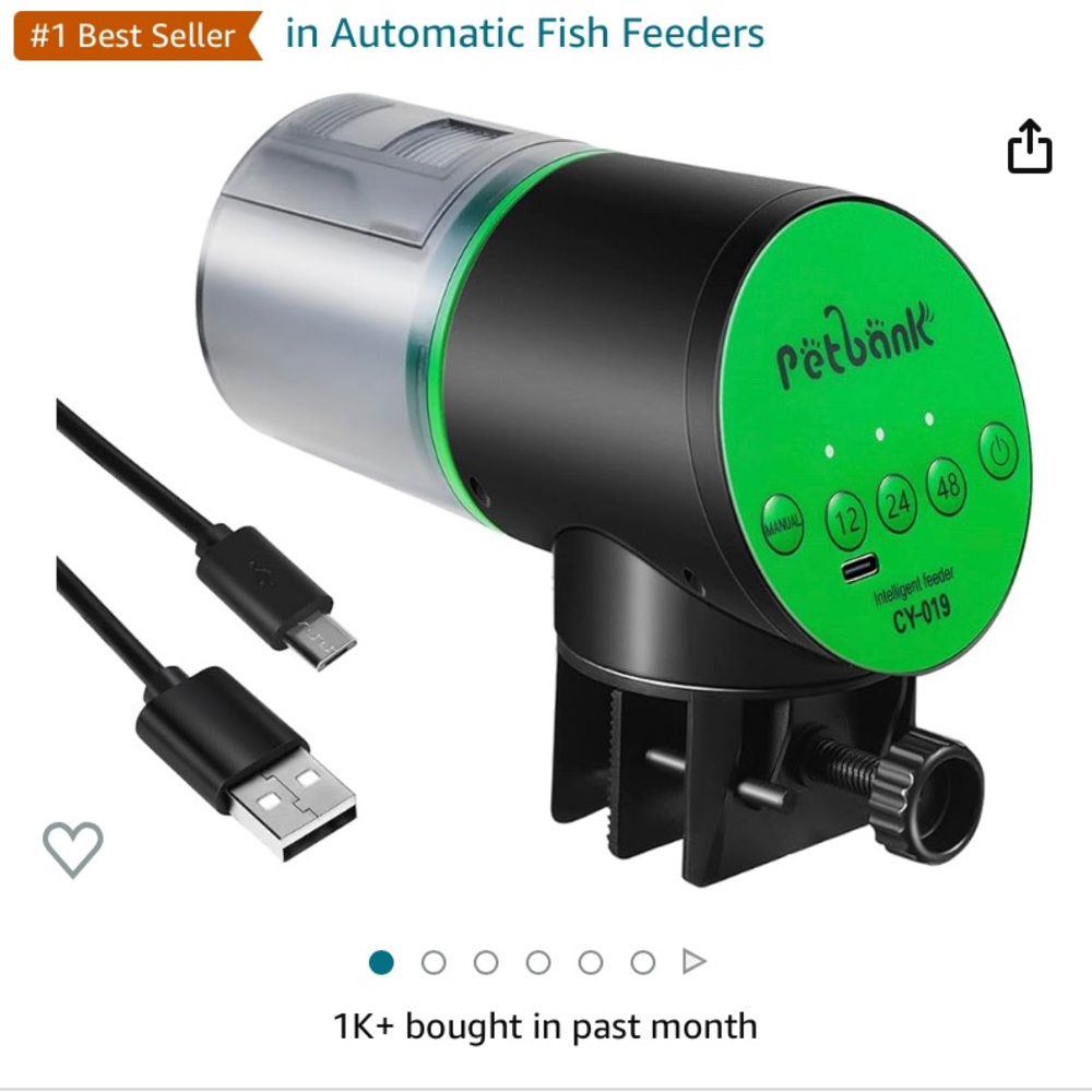 Petbank Automatic Fish Feeder for Aquarium with USB Charger Cable